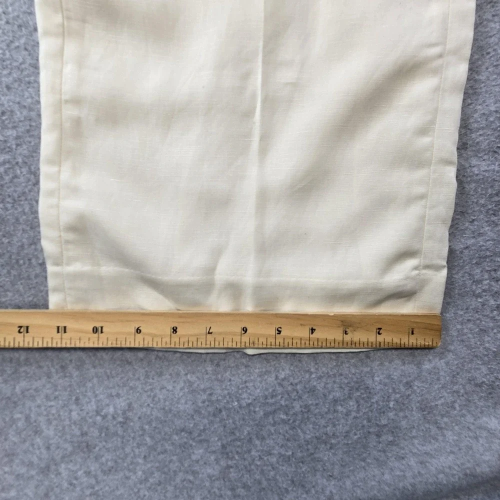 Banana Republic Pants Womens 6 Petite White Wide-Leg Twill‎ Pleated Lined